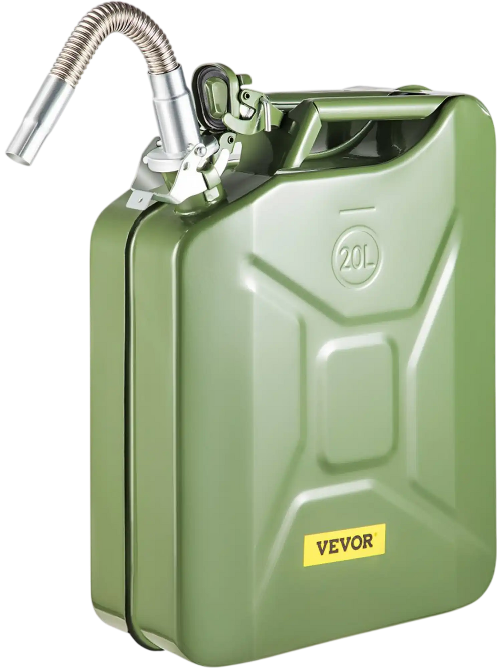 VEVOR Jerry Fuel Can, 5.3 Gallon / 20 L Portable Jerry Gas Can with Flexible Spout System, Rustproof ＆ Heat-resistant Steel Fuel Tank for Cars Trucks Equipment, Green
