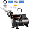 VEVOR Airbrush Kit, Dual Fan Air Compressor Professional Airbrushing System Kit with 3 Airbrushes, Holder, Color Mixing Wheel, Cleaning Brush Set, Air Brush Set for Art Nail Cookie Tattoo Makeup Cake
