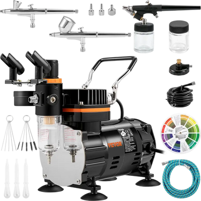 Vevor Airbrush Kit Dual-Action Gravity Feed Airbrush System with Compressor New