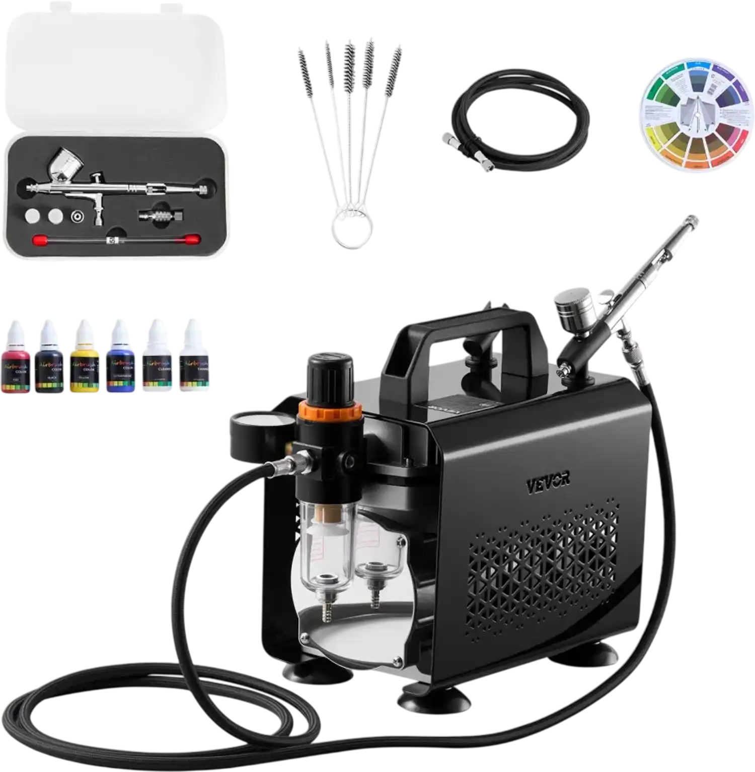 Vevor Airbrush Kit with Compressor 1/6 HP Dual-Action Paint Set New