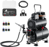 VEVOR Airbrush Kit, 1/6 HP, Air Brush Kit with Air Compressor and Tank, 1 Dual-Action Professional Airbrush with 3 Tips, Acrylic Paint, Low Noise, for Cake Decorating, Model Painting, Nail Art