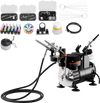 VEVOR Airbrush Kit, 1/6 HP, Air Brush Kit with Air Compressor, 3 Dual-Action Professional Airbrushes with 3 Tips, Hose, Acrylic Paint, Brush, Low Noise, for Cake Decorating, Model Painting, Nail Art