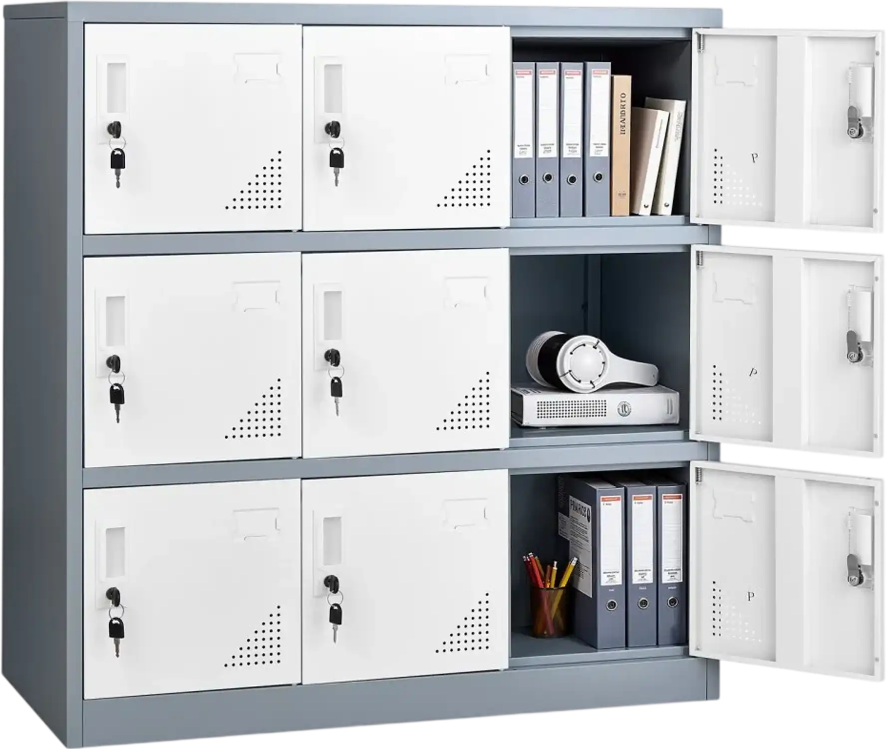 Vevor Metal Locker 9-Door Lockable Steel Storage Cabinet 35.4