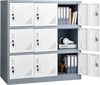 VEVOR 9 Doors Metal Locker, Lockable Steel Storage Cabinet, 66 lbs Loading Capacity, 2 Keys for Each Door, 3 Tiers Employee Lockers for Office, School, Gym, Easy Assembly, 35.4 x 17.7 x 37 in, Gray