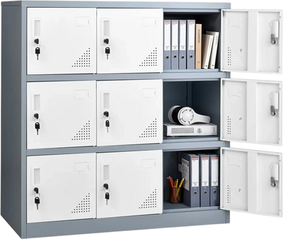 Vevor Metal Locker 9-Door Lockable Steel Storage Cabinet 35.4