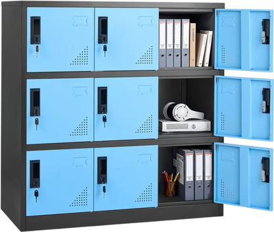 Vevor Metal Locker 9-Door Lockable Steel Storage Cabinet 35.4 x 17.7 x 37