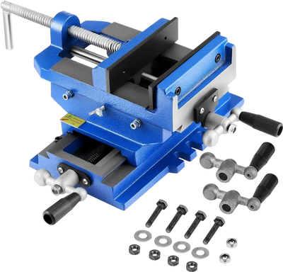 VEVOR Cross Slide Drill Press Vise, 4 Inch Jaw Width, 2 Way X-Y Axis Bench Vise, 3.5 Inch Max Jaw Opening, Heavy Duty Cast Iron, Workbench Vice Clamp, for Woodworking Drilling CNC Milling Machine