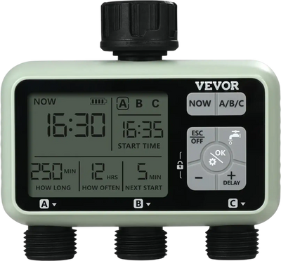 Vevor Water Timer 3-Outlet Hose Watering Sprinkler Timer New