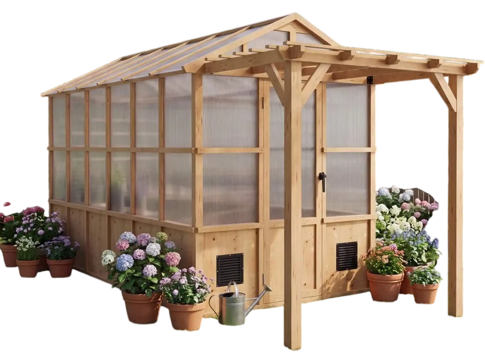 Vevor Greenhouse 6' x 12' Wooden Walk-In Greenhouse Kit with Pergola New