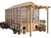 VEVOR Wooden Greenhouse 6'x12' Fir Wood Walk-In Greenhouse Kit with Pergola, for Outdoor Garden Backyard, Heavy Duty Green House with Polycarbonate Panels, Foldable Shelves, Tool Rails & Lockable Door