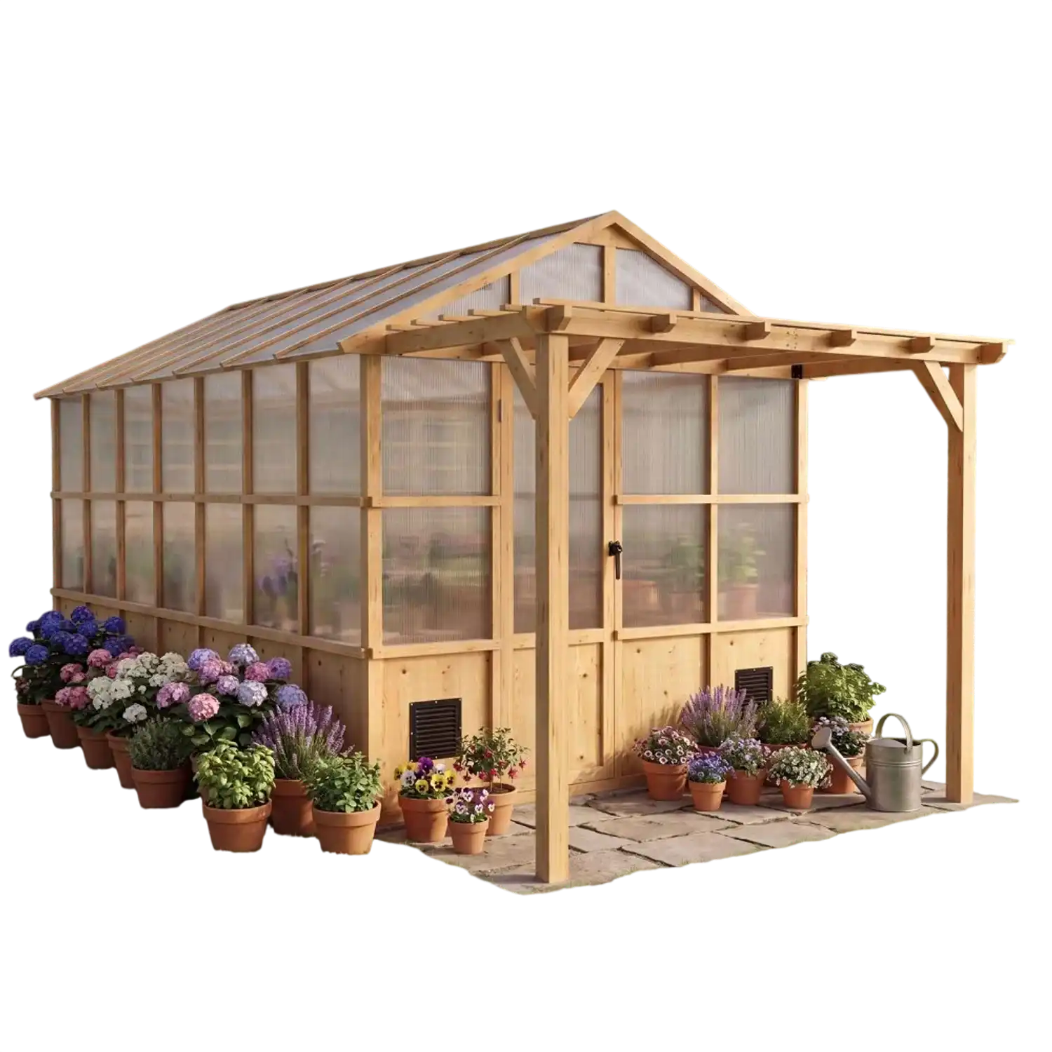 Vevor Greenhouse 8'x14' Wooden Walk-In Greenhouse Kit with Pergola New