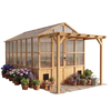 VEVOR Wooden Greenhouse 8'x14' Fir Wood Walk-In Greenhouse Kit with Pergola, for Outdoor Garden Backyard, Heavy Duty Green House with Polycarbonate Panels, Foldable Shelves, Tool Rails & Lockable Door