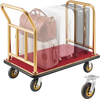 VEVOR Hotel Luggage Cart, 750 lbs Heavy Duty Bellman Cart with Stainless Steel Frame, 6 in Rubber Wheels, Red Carpeted Deck, Commercial Luggage Carrier Rolling Trolley for Hotels, Resorts, Gold