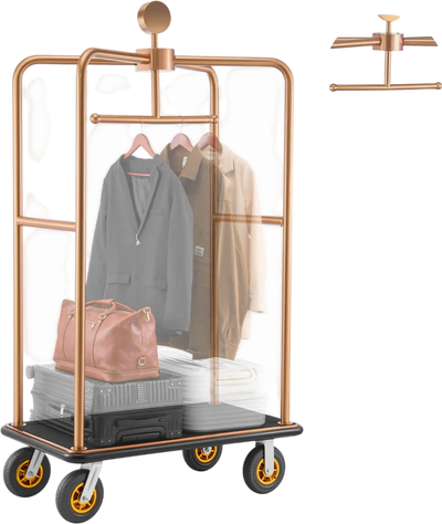 Vevor Hotel Luggage Cart Rose Gold Heavy-Duty Bellman Trolley New