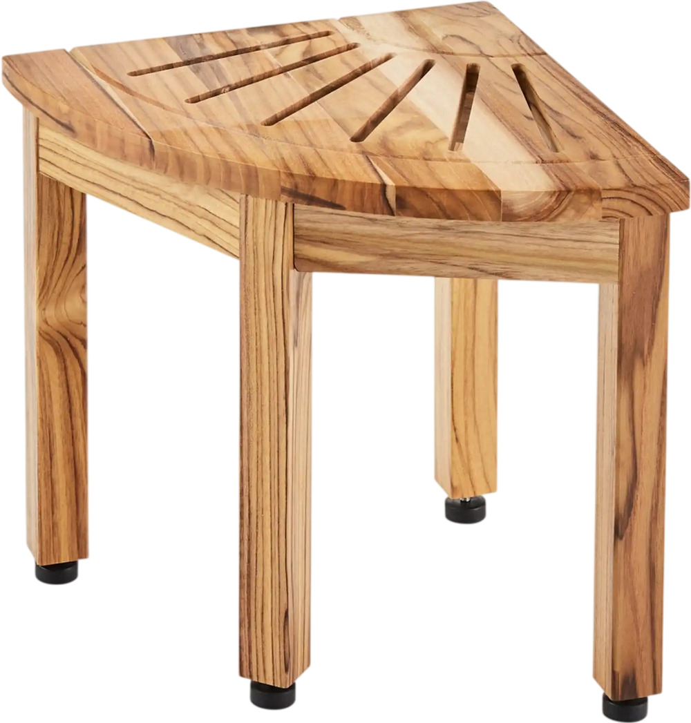 VEVOR Corner Teak Shower Bench, 12.4" Height 11.5" Radius, 100% Teak Wood Corner Shower Beach, 300 LBS with Storage Shelf, Shower Stool for Inside & Outside Shower, for Bathroom