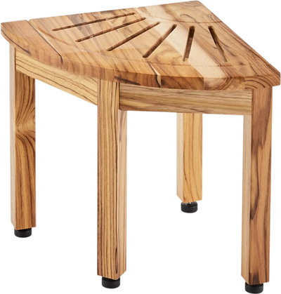 Vevor Shower Bench Corner Teak Wood with Storage Shelf 12.4
