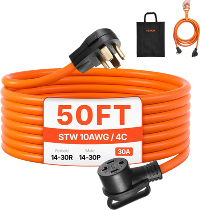 Vevor Dryer Extension Cord 50' 30A 4-Prong NEMA 14-30P to 14-30R New