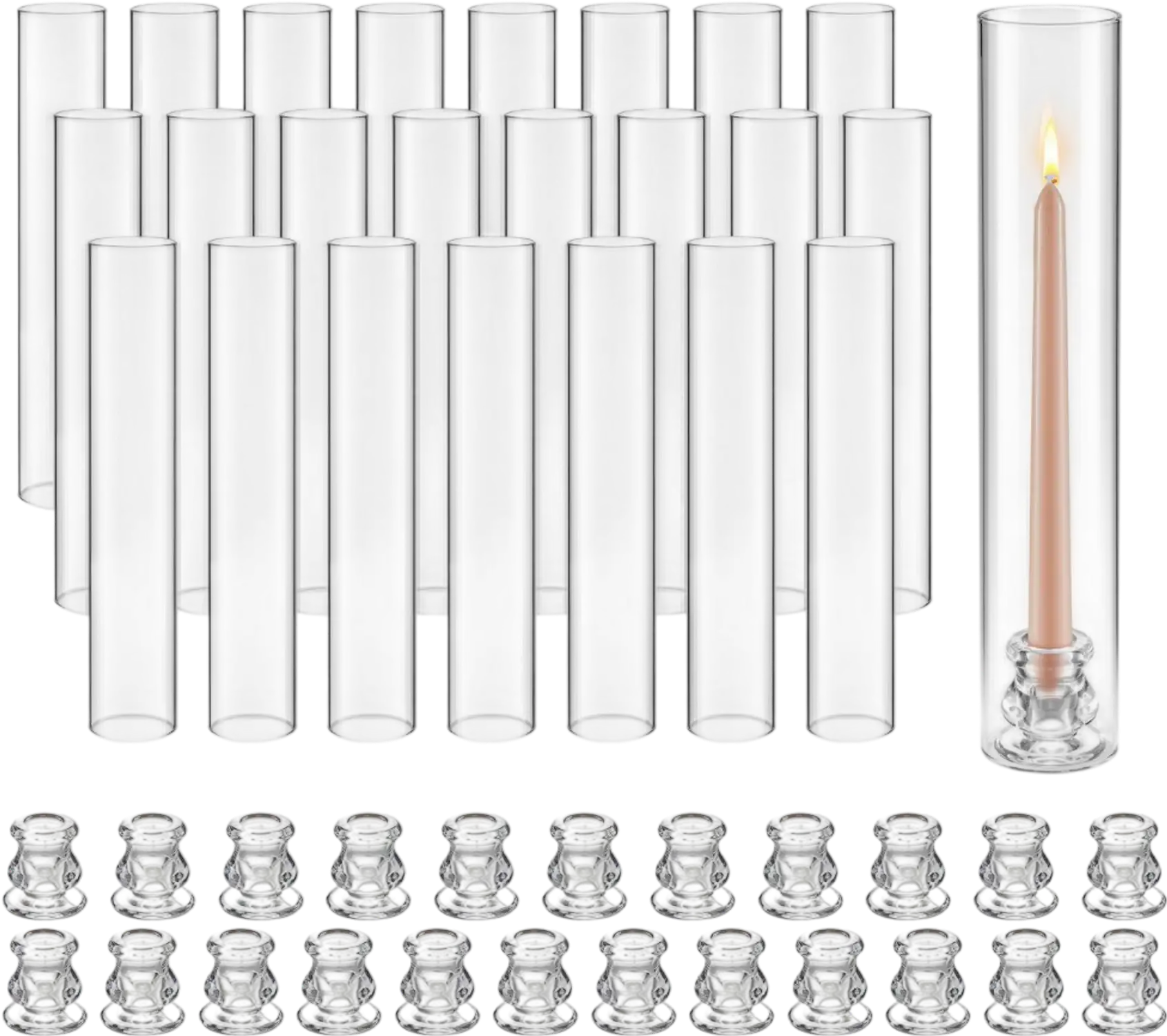 Vevor Candle Holders Hurricane Glass Cylinder Set of 24 Clear 2.56