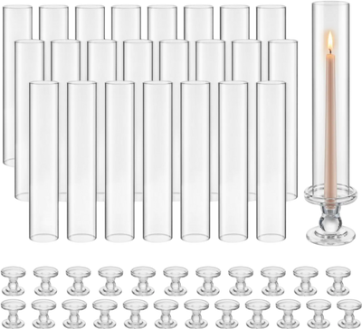 Vevor Hurricane Candle Holders Clear Glass Set of 24 12.6