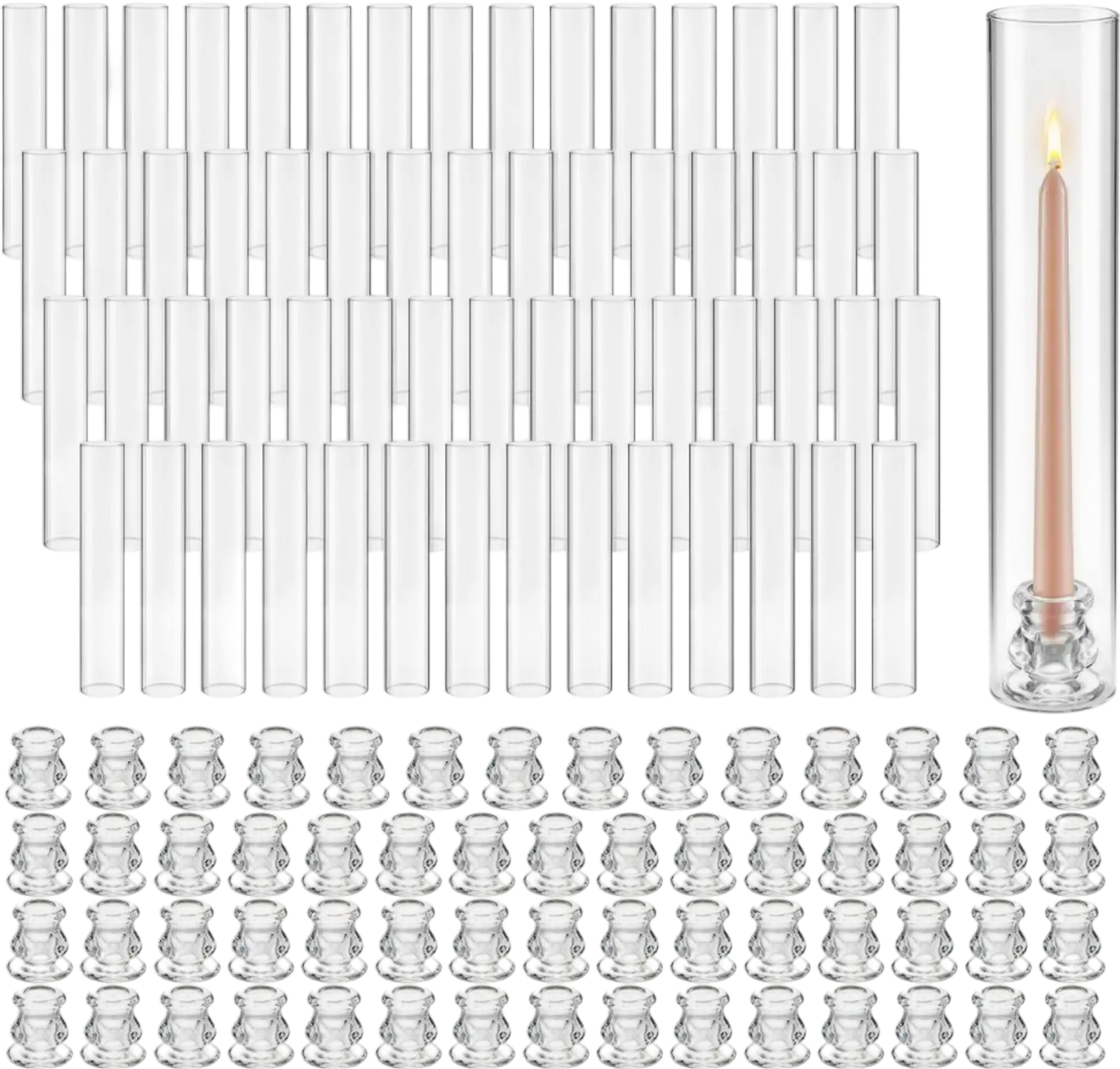 Vevor Hurricane Candle Holders Clear Glass Cylinder Sleeves Set of 60 2.56