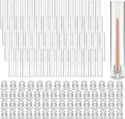 Vevor Hurricane Candle Holders Clear Glass Cylinder Sleeves Set of 60 2.56
