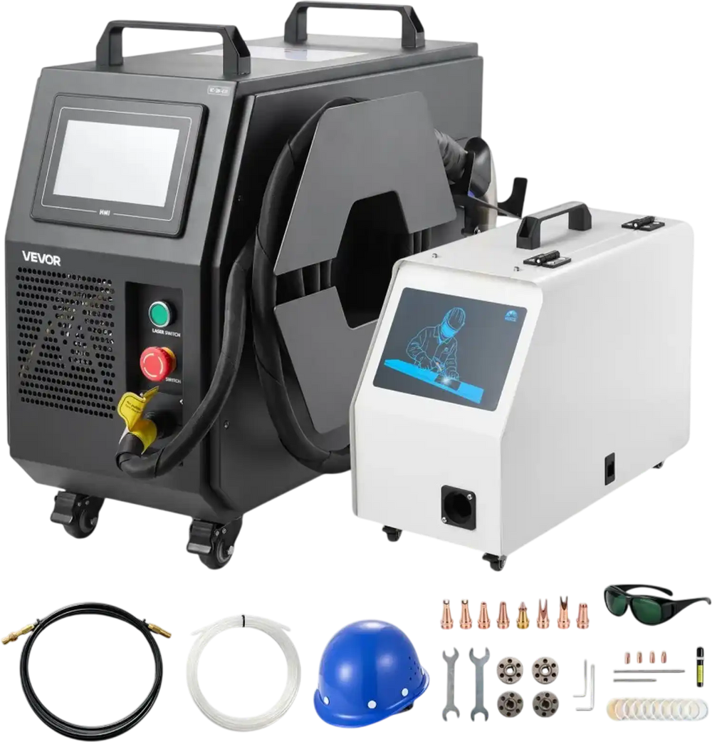 VEVOR 1200W 4-in-1 Laser Welder, Cutter, Rust Remover & Weld Cleaner, Multi-Functional Laser Welding Cutting Machine with Complete Accessories & Air Cooling for Workshops, 198–242V Single-Phase