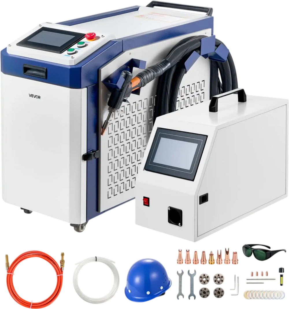 VEVOR 2000W 4-in-1 Laser Welder, Cutter, Rust Remover & Weld Cleaner, Multi-Functional Laser Welding Cutting Machine with Complete Accessories & Water Cooling for Workshops, 198–242V Single-Phase
