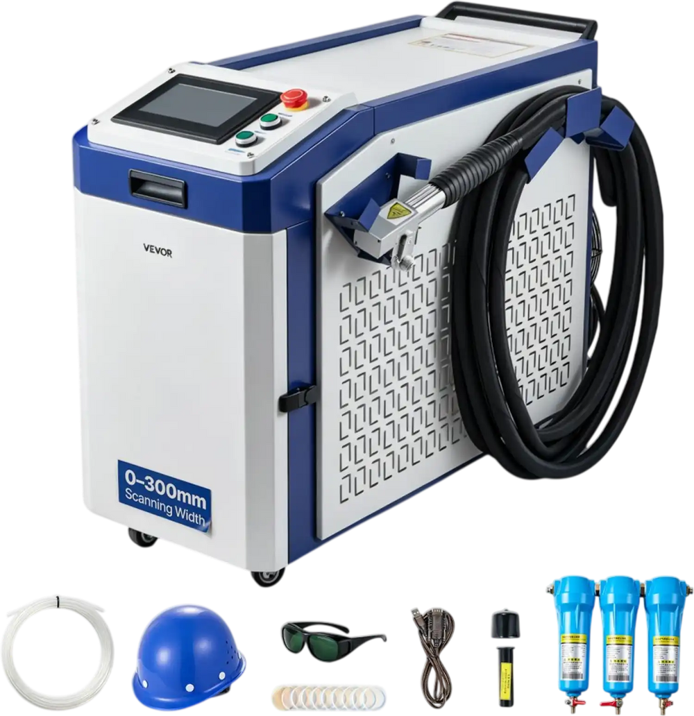 VEVOR Laser Cleaning Machine, 1500W Laser Cleaner for Metal Rust & Paint, Powerful Oil Stains Cleaning Machine with Complete Accessories & Water Cooling System for Workshops, 198–242V Single-Phase