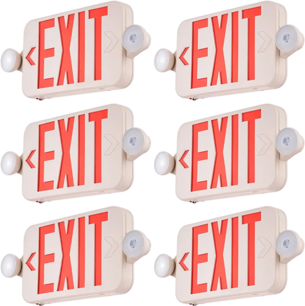 VEVOR LED Exit Sign with Emergency Lights, Two LED Adjustable Heads Emergency Exit Light with Battery Backup, Combo Red Letter Fire Exit Lighting, Commercial Exit Signs