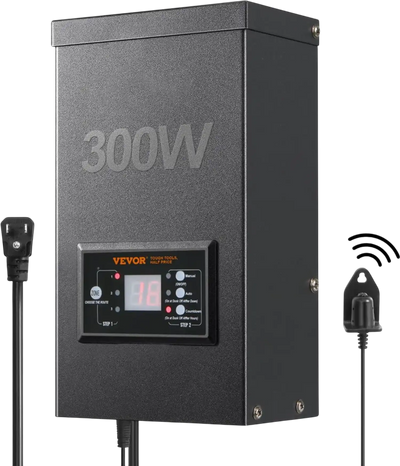VEVOR 300W Low Voltage Landscape Transformer with Timer and Photocell Sensor, Waterproof Landscape Lighting Transformer, 120V AC to 12V/14V AC for Outdoor, Spotlight, Pathway Light, Pool light, ETL