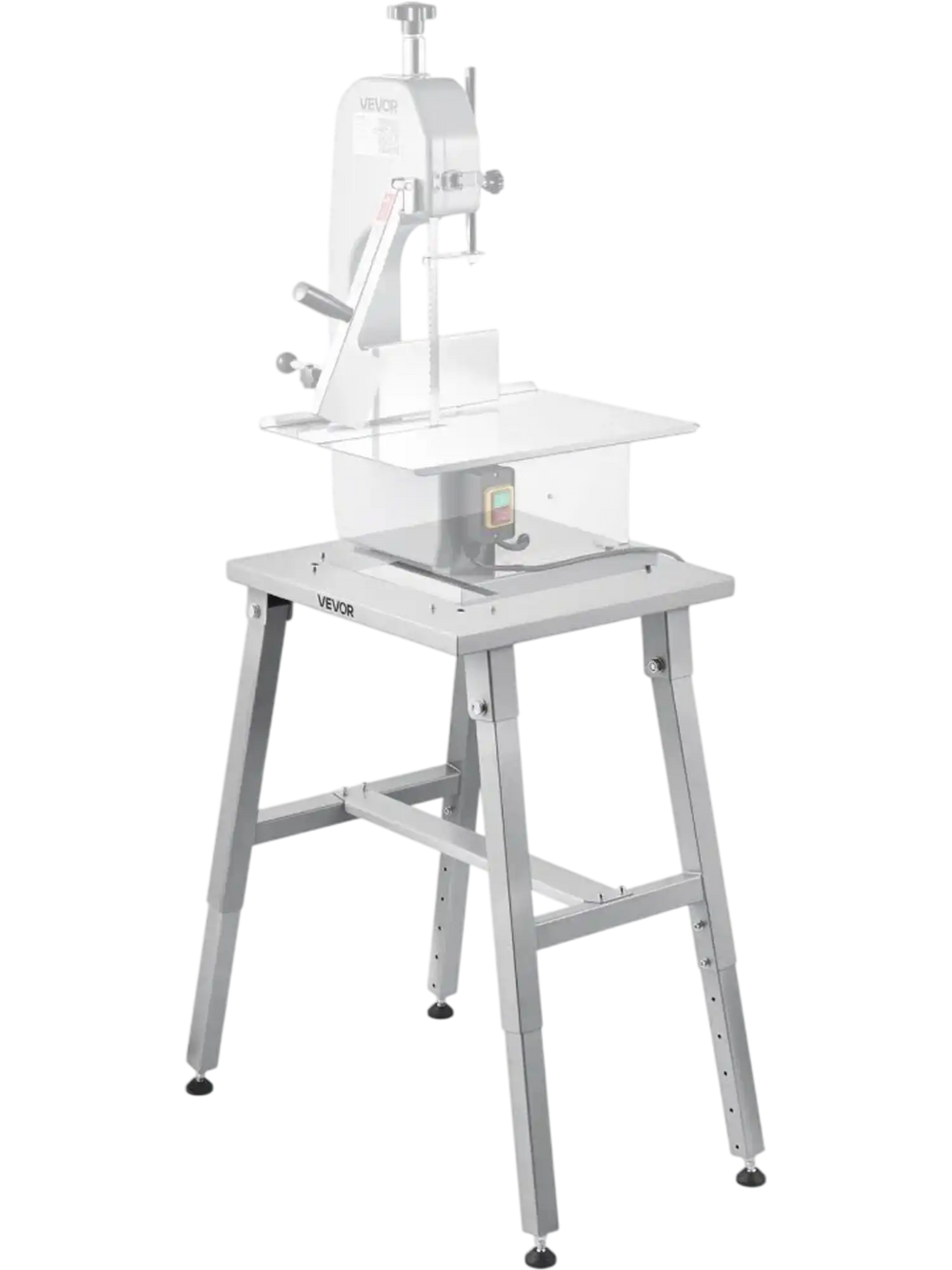 VEVOR Electric Meat Bandsaw Stand, Floor Stand with Adjustable Height, Stable H-Shaped Frame, Anti-Slip Foot Pads, for Our Bone Saw Machine, Compatible with Models BS-130 & BS-250