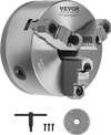 VEVOR 3-Jaw Lathe Chuck, 6 Inch (160 mm), Self-Centering Chuck with 1 1/2 in-8 Threaded Backing Plate, 0.12-5.71 in (3-145 mm) Clamping Range with T-wrench Screws, HT300 Material, for Wood Metal Lathe