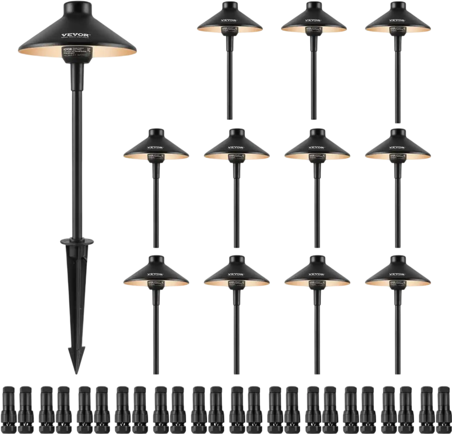 Vevor Landscape Path Lights 12-Pack Low Voltage LED 3000K Warm White Outdoor Lighting New