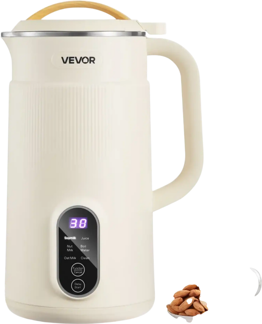 VEVOR 6-in-1 Nut Milk Maker, 20 oz Soy Milk Maker Machine with 6 Blades, for Homemade Oat, Nut, Soy, Juice, Plant-Based and Non Dairy Beverages with High-Temp Self-Cleaning, Boil Water, 12-Hour Delay