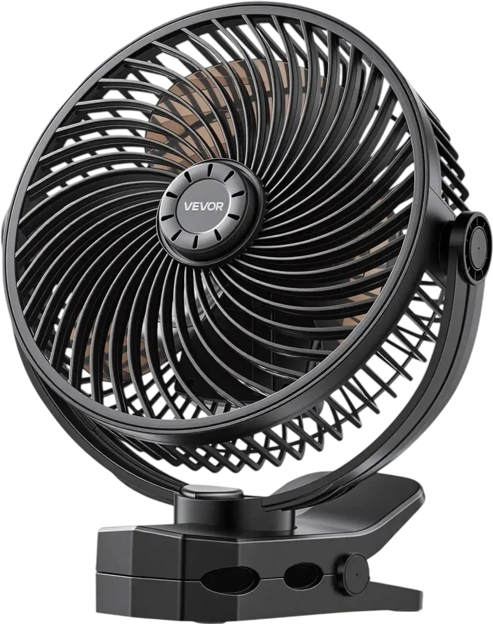 VEVOR Portable Clip Fan, Rechargeable Clip On Fan, USB Port with 3 Speeds & Circulation Mode, Strong Airflow Sturdy Clamp, Long Runtime for Desk, Golf Cart, Outdoor Camping Treadmill, Office, Black