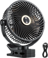 VEVOR Portable Clip Fan, Rechargeable Clip On Fan with Light, USB Port with 3 Speeds & Circulation Mode, Strong Airflow Sturdy Clamp, Long Runtime for Desk, Golf Cart,Outdoor Camping Treadmill,Black