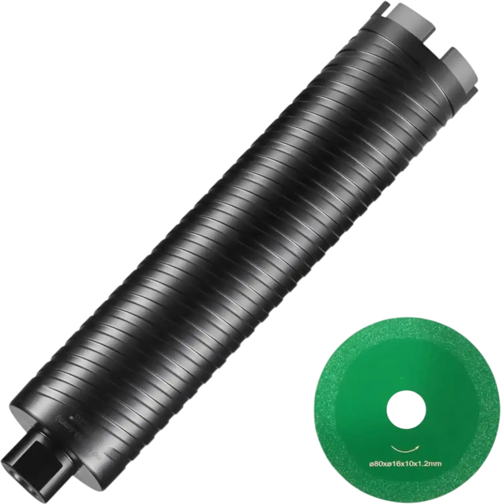 VEVOR Core Drill Bit, 2.5" Wet/Dry Diamond Core Drill Bits for Brick and Block, Concrete Core Drill Bit with Pilot Bit Adapter and Saw Blade, 9.5" Drilling Depth, 5/8"-11 Inner Thread, Laser Welding