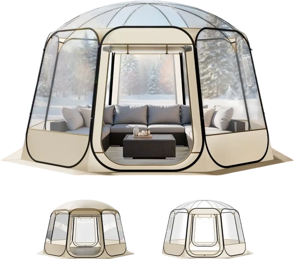 VEVOR Pop up Bubble Tent, 12 x 11.1 ft Waterproof & UV-Resistant, Clear Camping Tent Shelter, Outdoor Garden Dome Igloo Tents with Windows, 540° Panoramic View, for 10-12 Persons Patio Backyard
