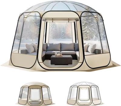 VEVOR Pop up Bubble Tent, 12 x 11.1 ft Waterproof & UV-Resistant, Clear Camping Tent Shelter, Outdoor Garden Dome Igloo Tents with Windows, 540° Panoramic View, for 10-12 Persons Patio Backyard
