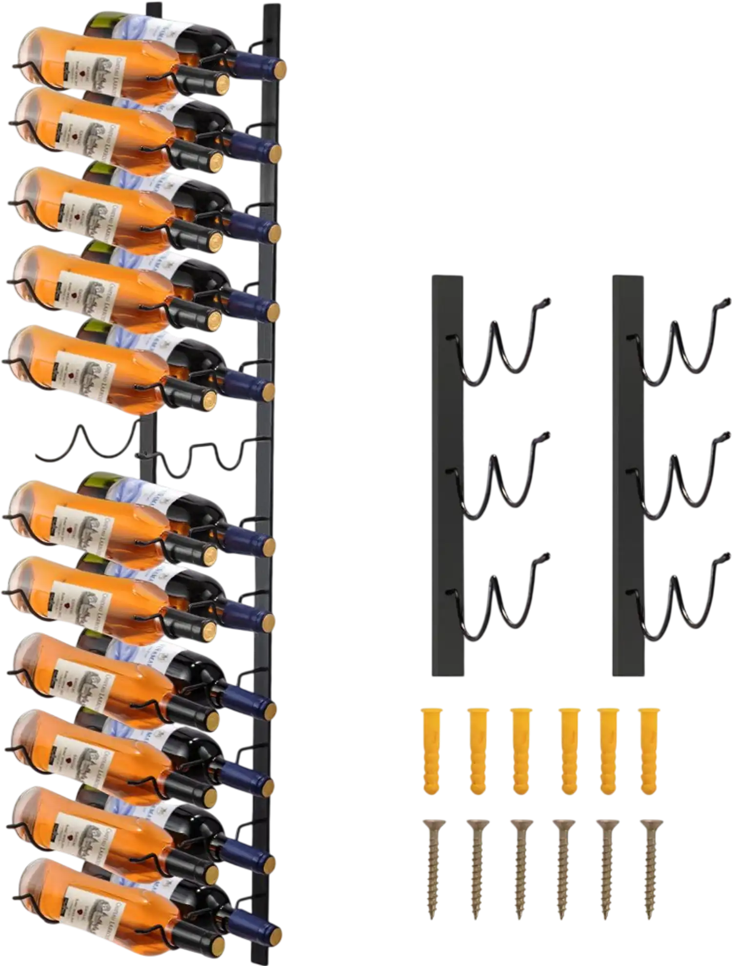 Vevor Wine Rack Wall Mounted 24-Bottle Black Steel Storage Holder New
