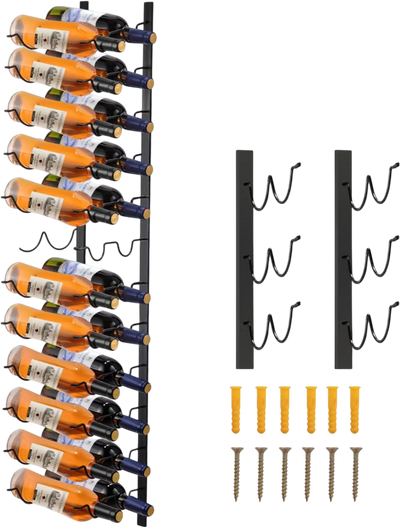 Vevor Wine Rack Wall Mounted 24-Bottle Black Steel Storage Holder New