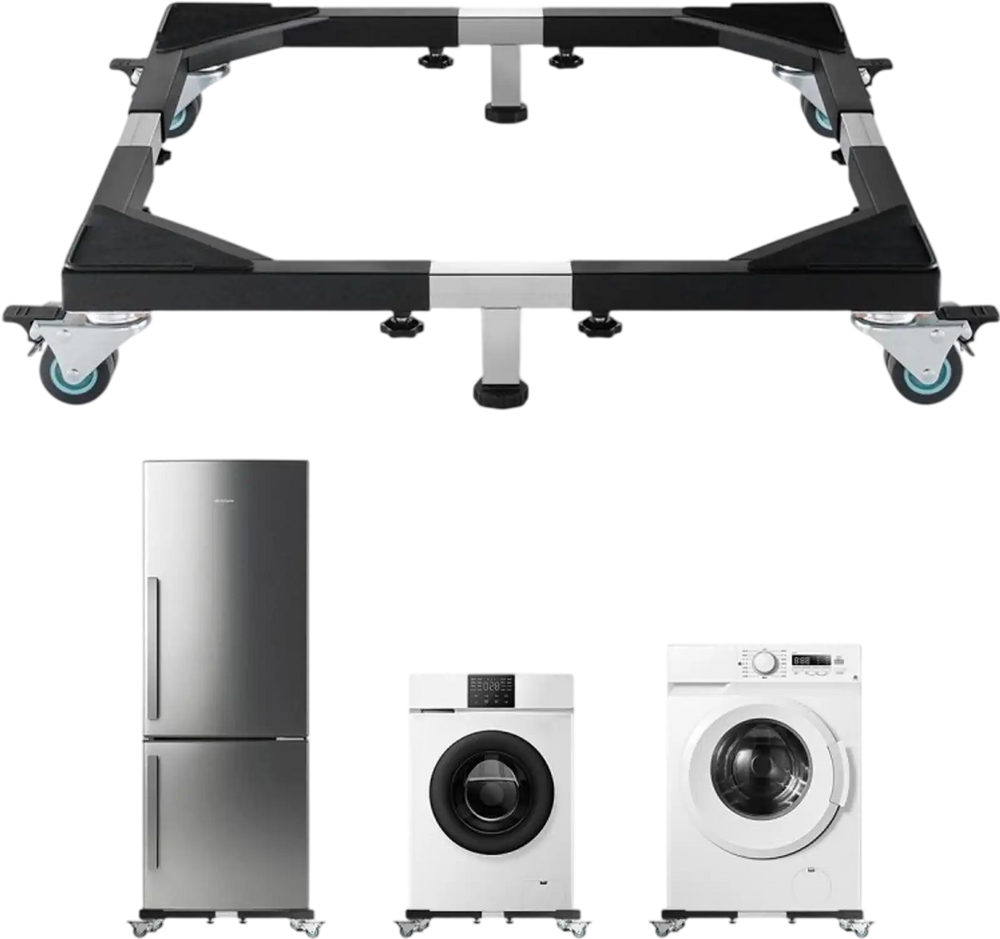 VEVOR Fridge Stand Mobile Base, 1200 lbs Load Capacity, Washing Machine Stand with 8 Locking Twin Wheels and 4 Brakes, 23-36.6 Inches Adjustable Furniture Dolly for Washer, Refrigerator and Dryer