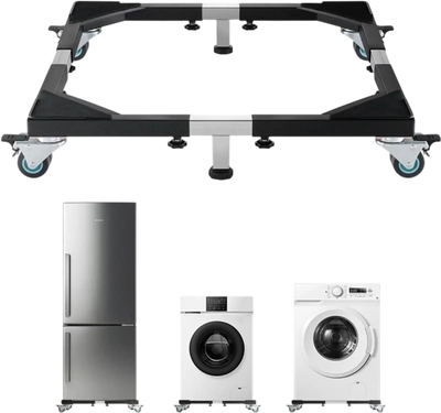 VEVOR Fridge Stand Mobile Base, 1200 lbs Load Capacity, Washing Machine Stand with 8 Locking Twin Wheels and 4 Brakes, 23-36.6 Inches Adjustable Furniture Dolly for Washer, Refrigerator and Dryer