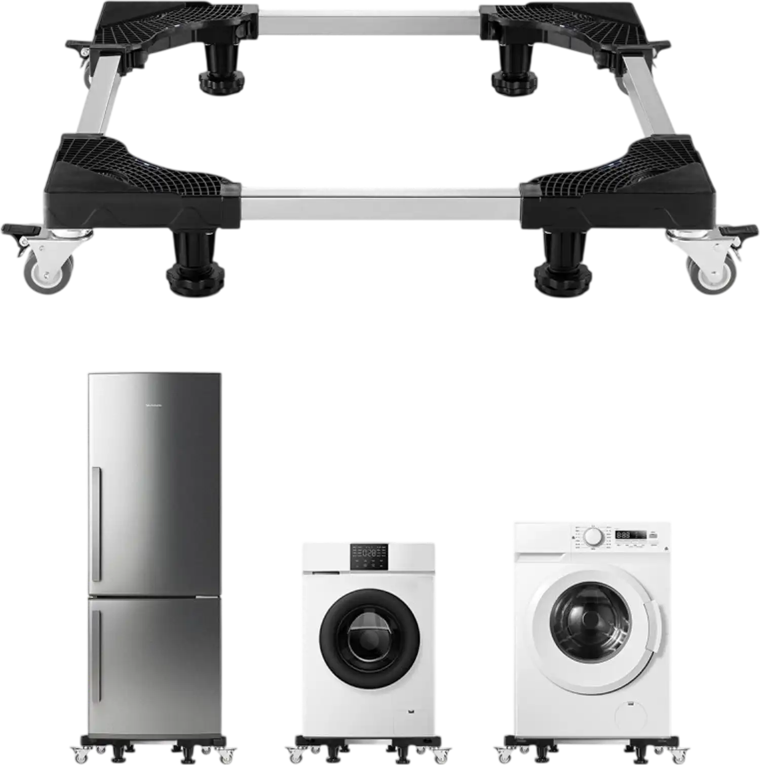 Vevor Furniture Dolly Adjustable Fridge Stand Mobile Base New