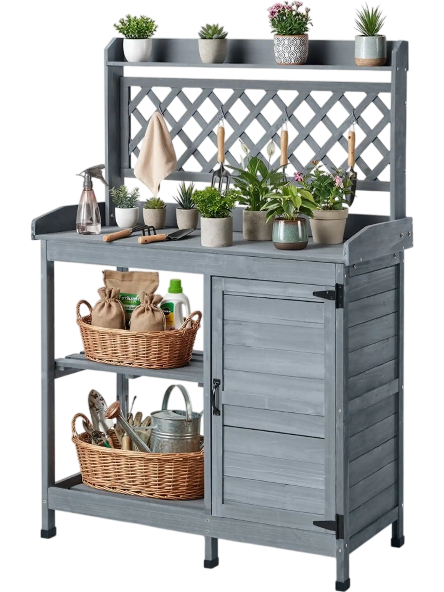 Vevor Potting Bench Outdoor Gardening Workstation with Storage Gray New
