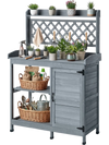 VEVOR Potting Bench Table, Outdoor Gardening Wooden Workstation with Storage Cabinet, Storage Shelves, 43 x 18 in Wood Tabletop, Garden Planting Work Station for Patio, Backyard, Balcony, Gray