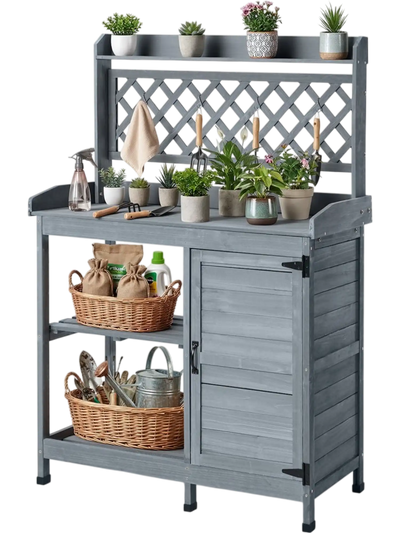 Vevor Potting Bench Outdoor Gardening Workstation with Storage Gray New