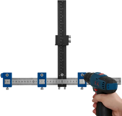 VEVOR Cabinet Hardware Jig, Aluminum Alloy and Stainless Steel Cabinet Handle Jig with Center Punch, Adjustable Cabinet Hardware Template for Installation of Door Drawer Front Knobs Handles and Pulls