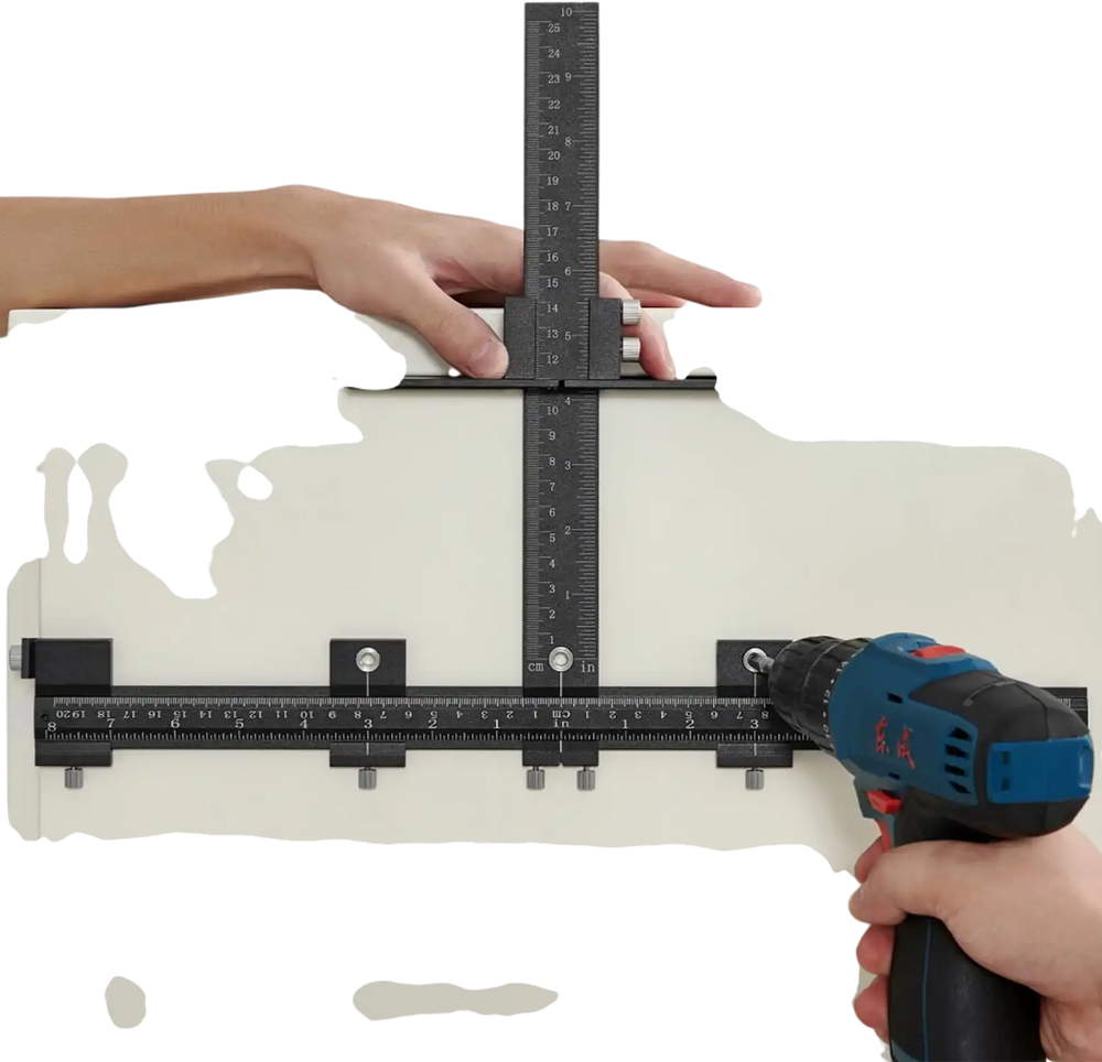 VEVOR Cabinet Hardware Jig, Aluminum Alloy Cabinet Handle Jig with Center Punch, Adjustable Cabinet Hardware Template Tool, for Installation of Door Drawer Front Knobs Handles and Pulls
