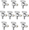 VEVOR 10 Pack Angle Stop Valve, Water Shut Off Valve 1/2" PEX x 3/8" OD Compression, 1/4 Turn Chrome Plated Brass Shutoff Valves for Bathroom Kitchen Toilet Shower Plumbing